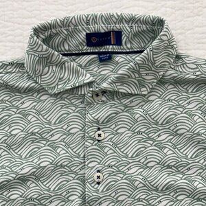 Stitch Golf Polo Green Print Shirt Men's Size M/L